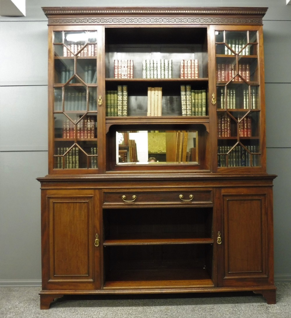 LARGE EDWARDIAN MAHOGANY LIBRARY BOOKCASE
