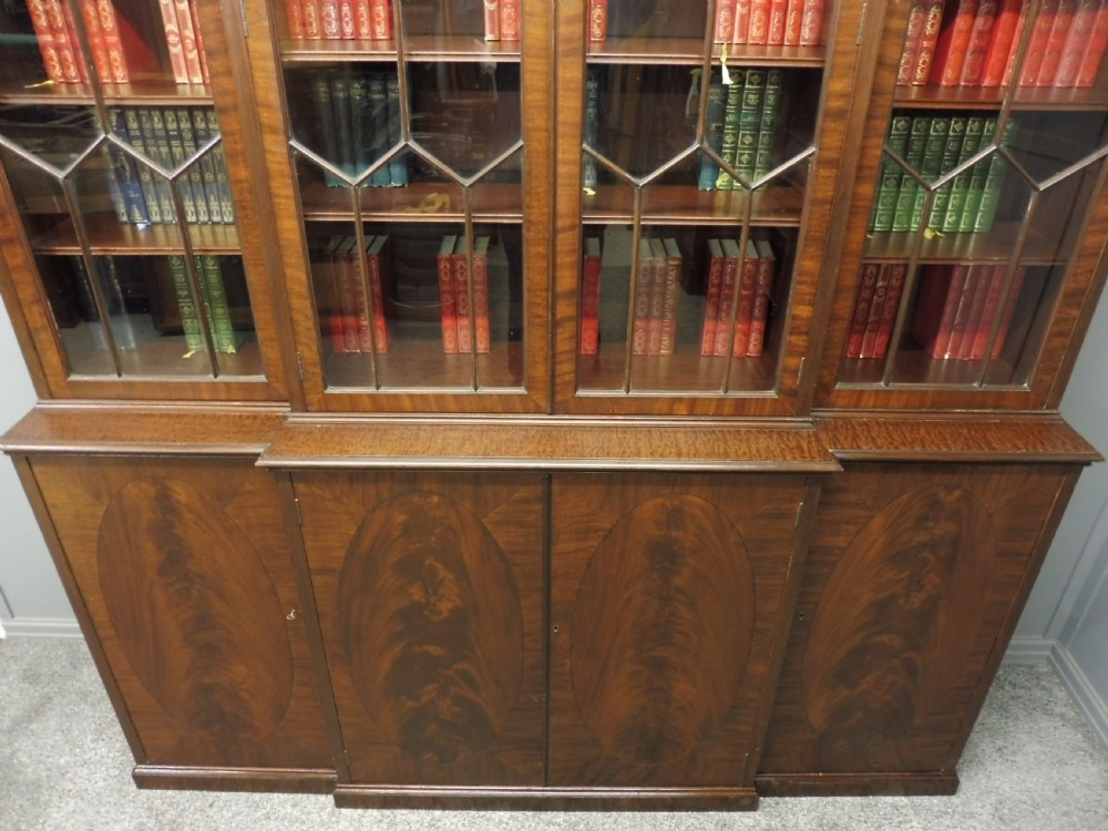 LARGE EDWARDIAN MAHOGANY BREAKFRONT BOOKCASE View VI