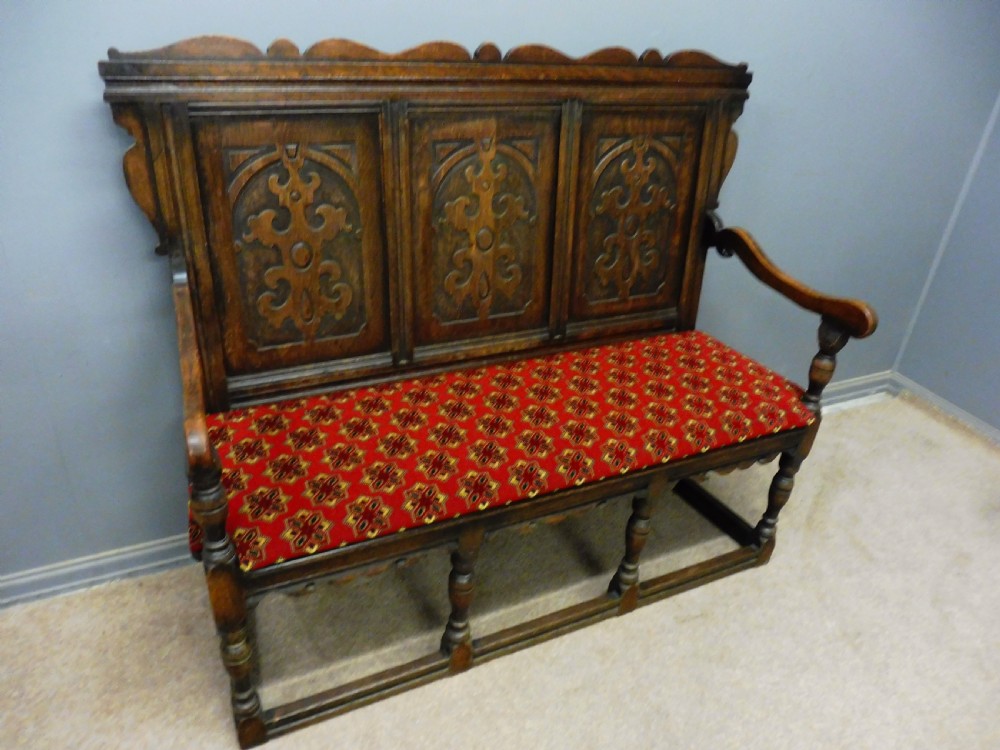 EDWARDIAN OAK HALL SEAT View II