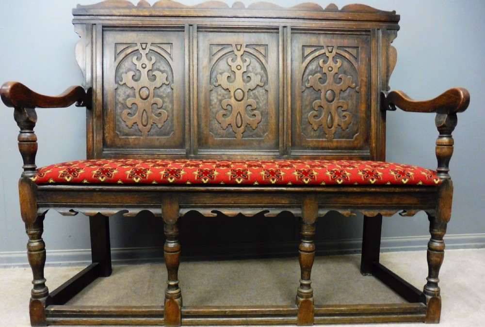EDWARDIAN OAK HALL SEAT View V