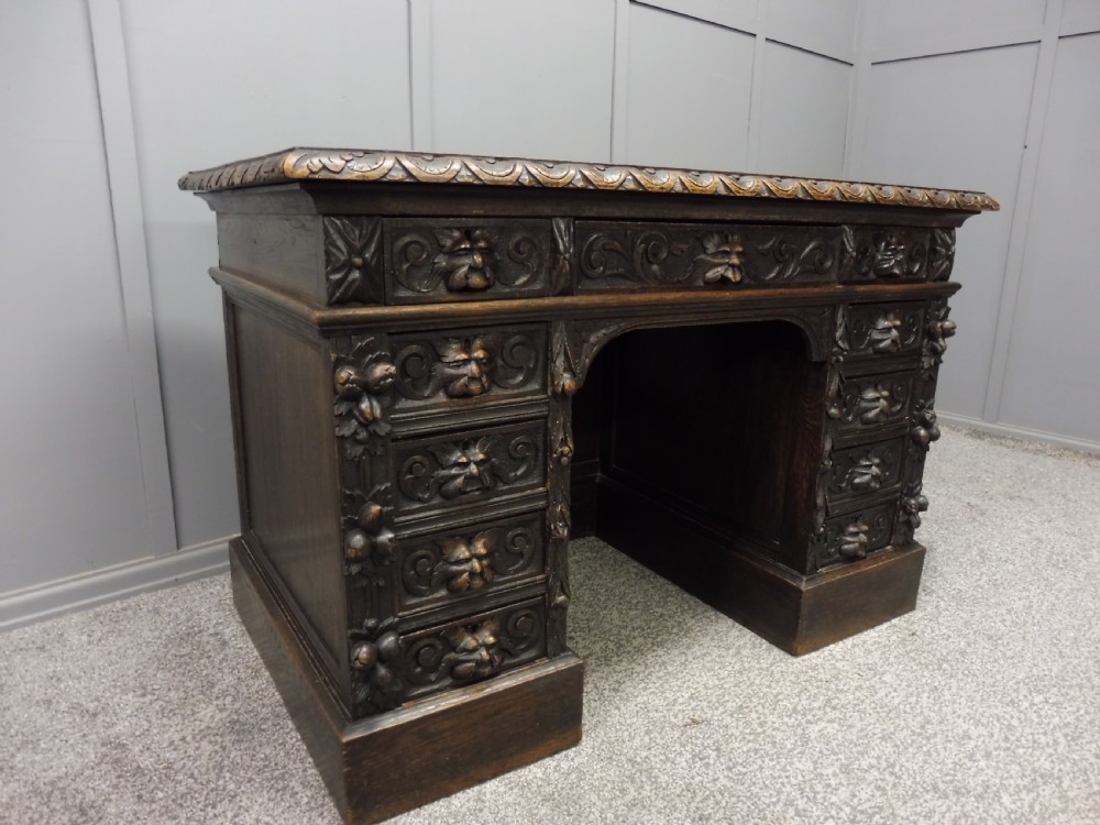  VICTORIAN CARVED OAK DESK