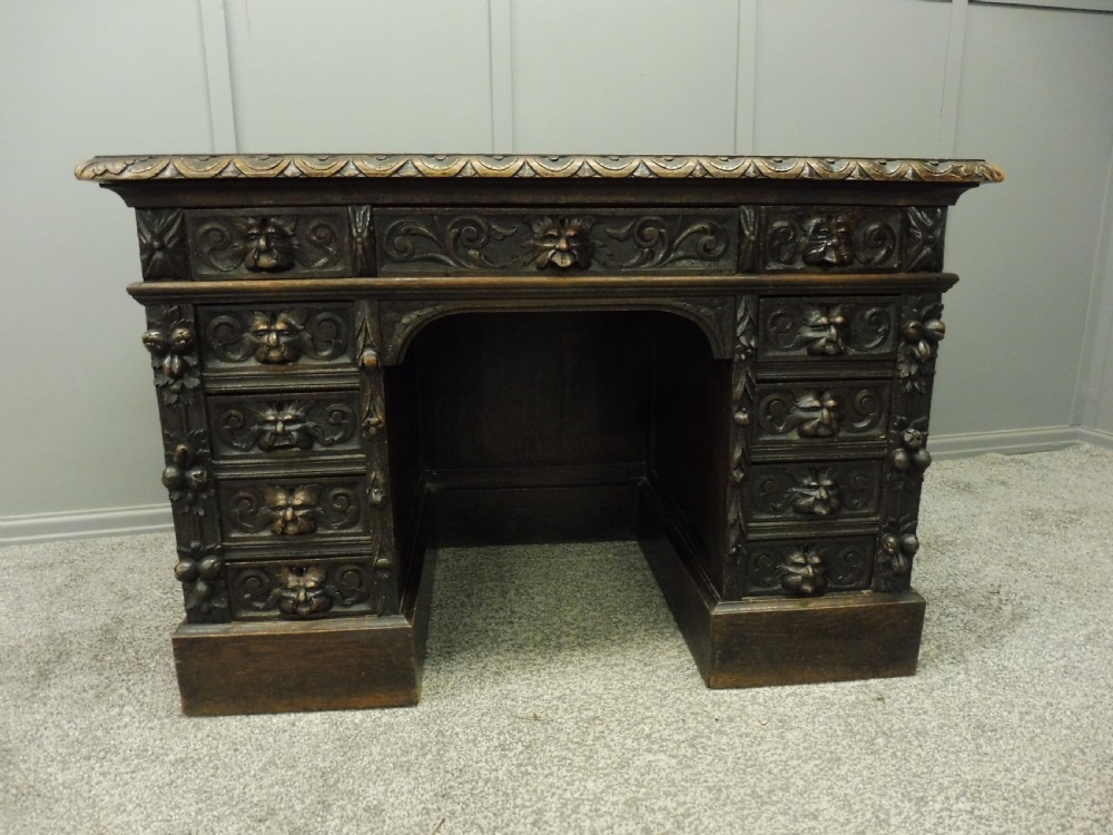  VICTORIAN CARVED OAK DESK View II