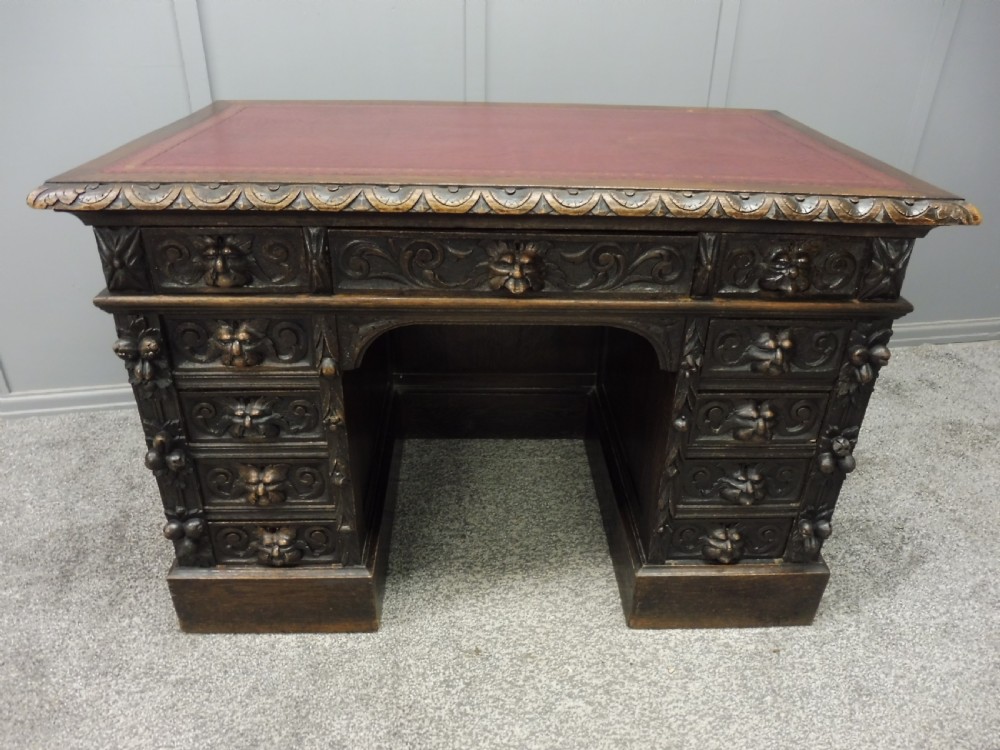  VICTORIAN CARVED OAK DESK View III