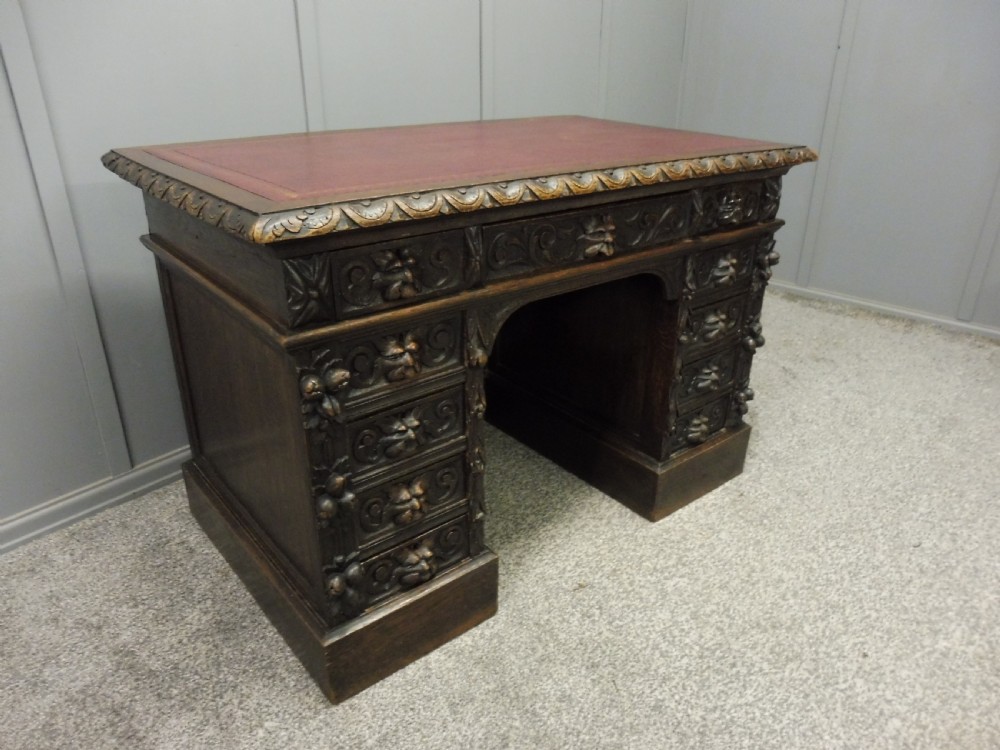  VICTORIAN CARVED OAK DESK View IV