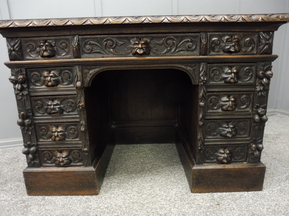  VICTORIAN CARVED OAK DESK View VII