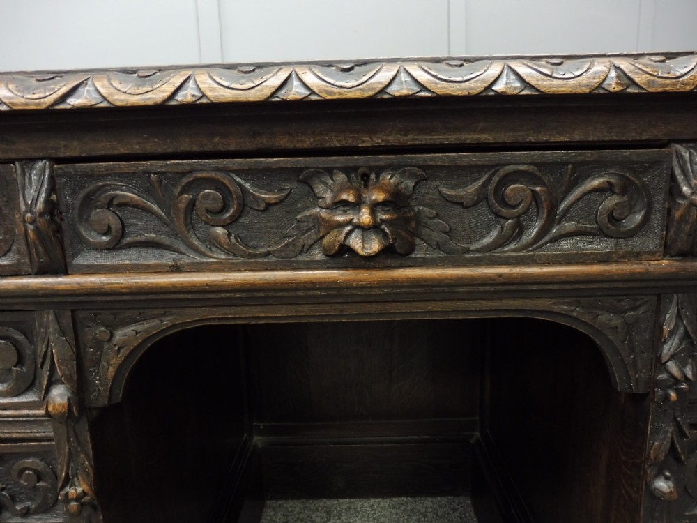  VICTORIAN CARVED OAK DESK View IX