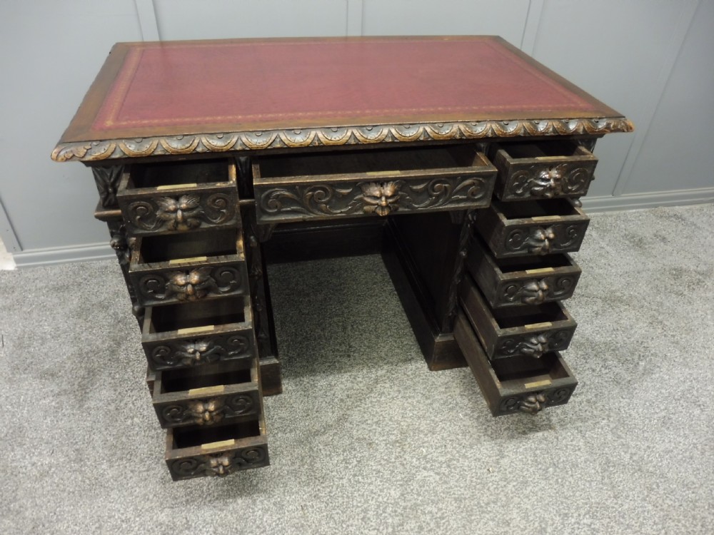  VICTORIAN CARVED OAK DESK View XV