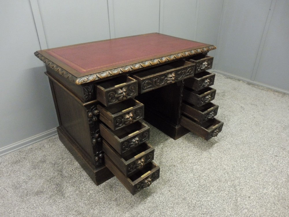  VICTORIAN CARVED OAK DESK View XVI