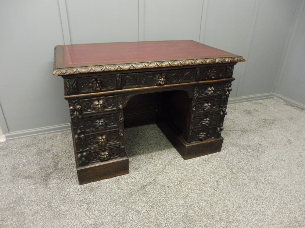  VICTORIAN CARVED OAK DESK View XVII
