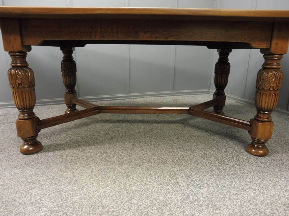 LARGE OAK DINING TABLE AND 8 CHAIRS View XI