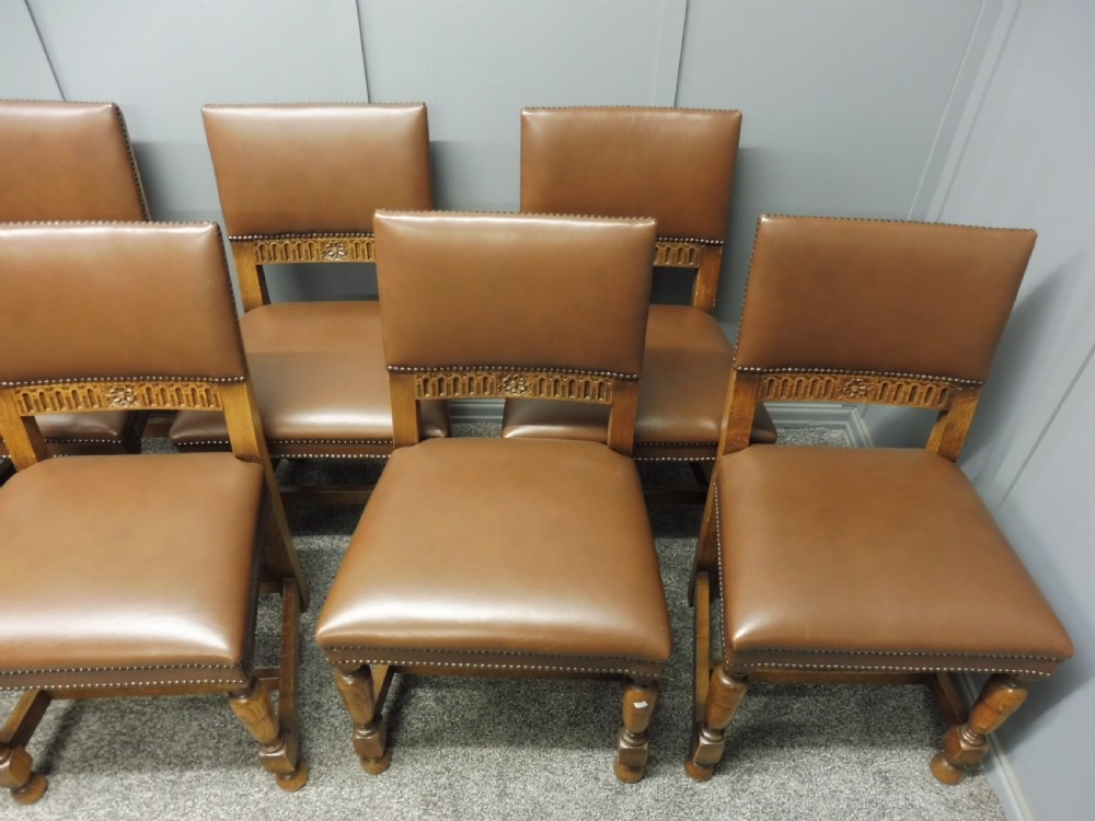 LARGE OAK DINING TABLE AND 8 CHAIRS View XIX