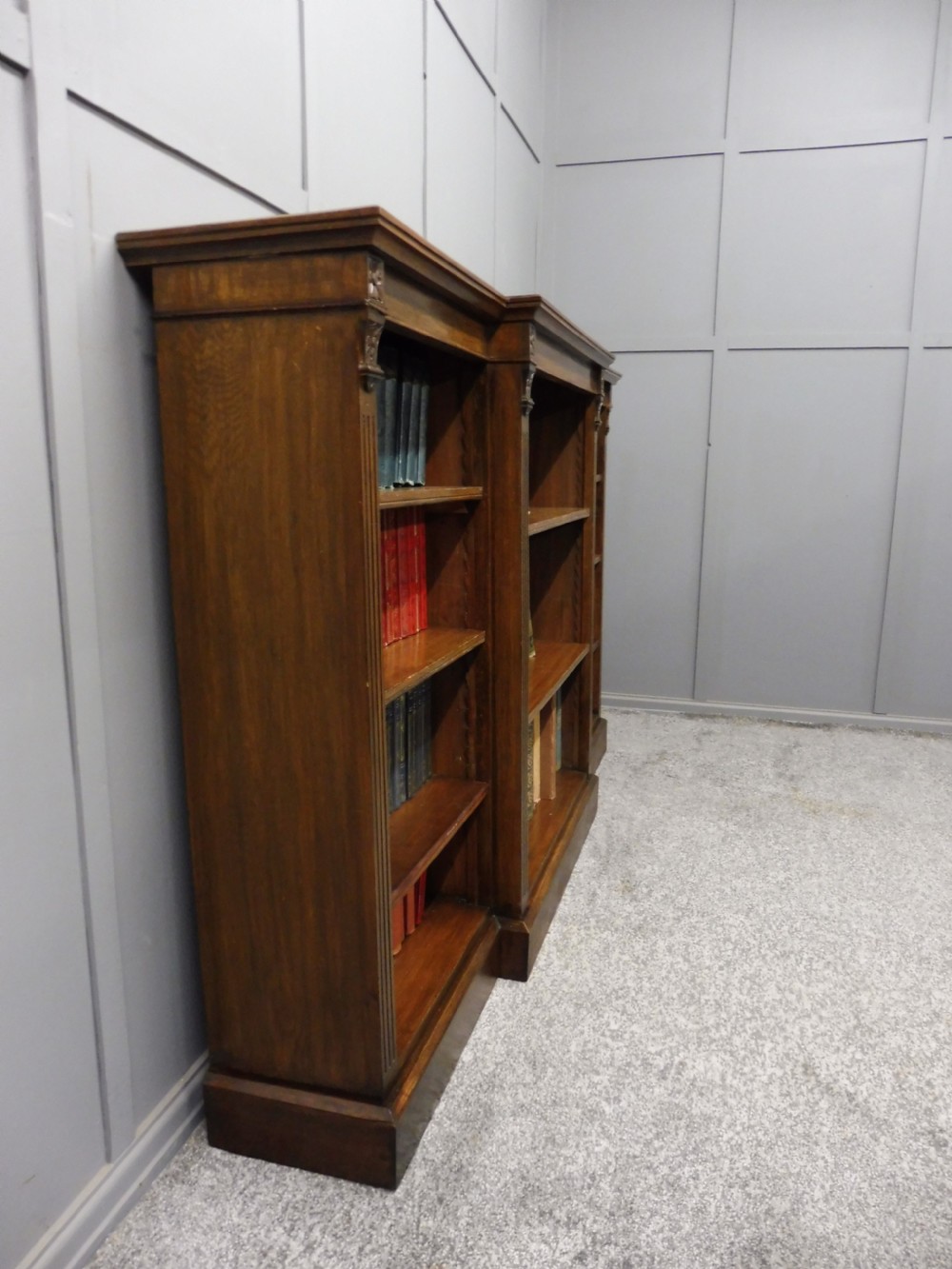 VICTORIAN OAK BREAKFRONT BOOKCASE View IV