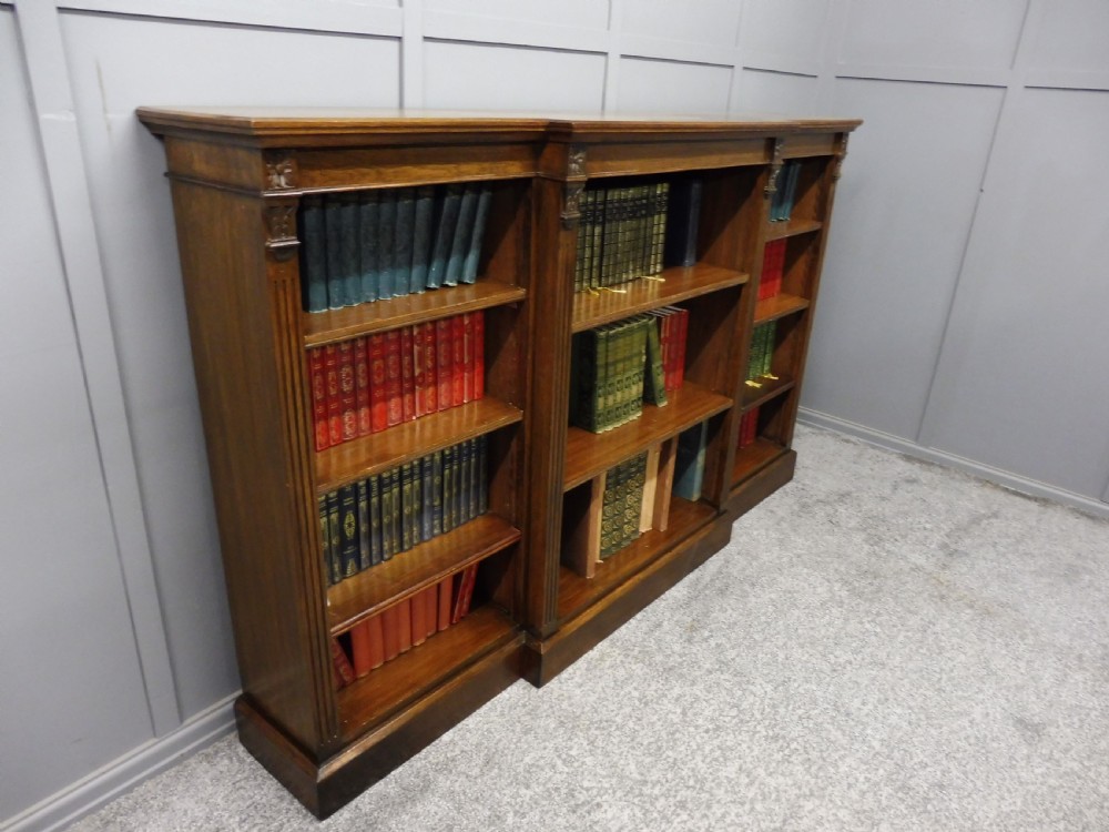 VICTORIAN OAK BREAKFRONT BOOKCASE View V