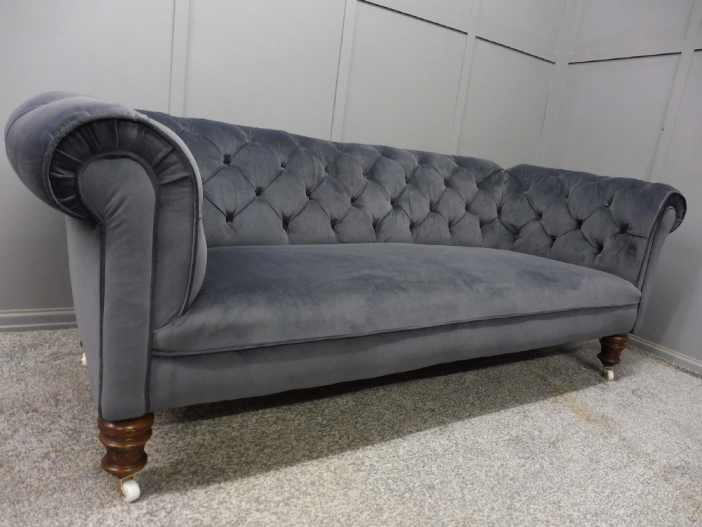 NEWLY UPHOLSTERED VICTORIAN CHESTERFIELD SOFA View II