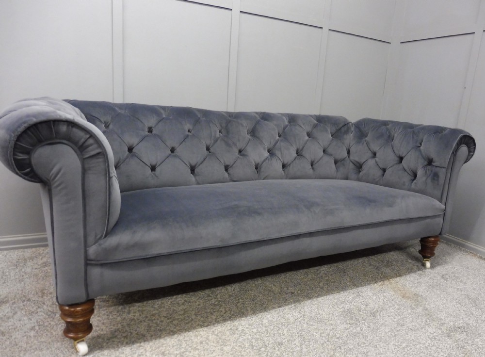 NEWLY UPHOLSTERED VICTORIAN CHESTERFIELD SOFA View IV