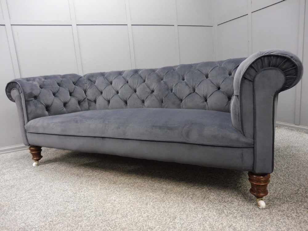 NEWLY UPHOLSTERED VICTORIAN CHESTERFIELD SOFA View VI