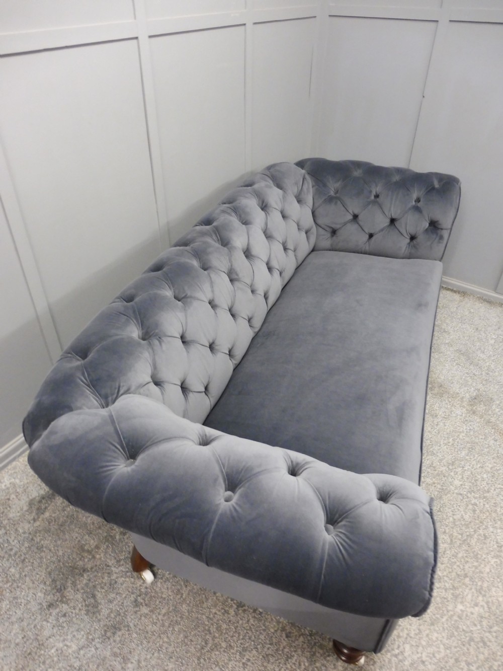 NEWLY UPHOLSTERED VICTORIAN CHESTERFIELD SOFA View XI