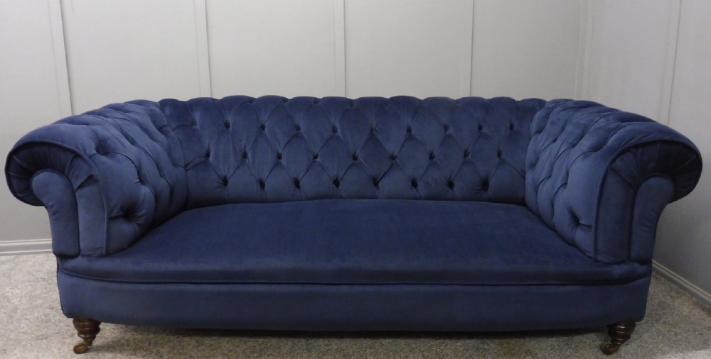 NEWLY UPHOLSTERED VICTORIAN CHESTERFIELD SOFA View II