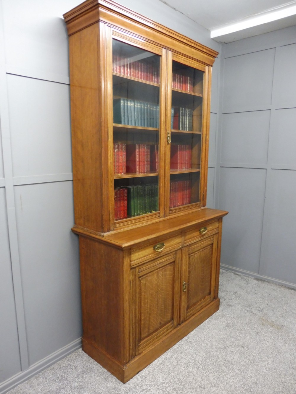 GOLDEN OAK EDWARDIAN BOOKCASE View II