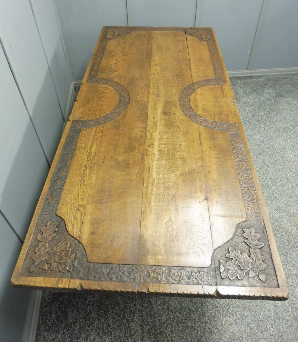 CARVED OAK 19TH CENTURY REFECTORY TABLE View II