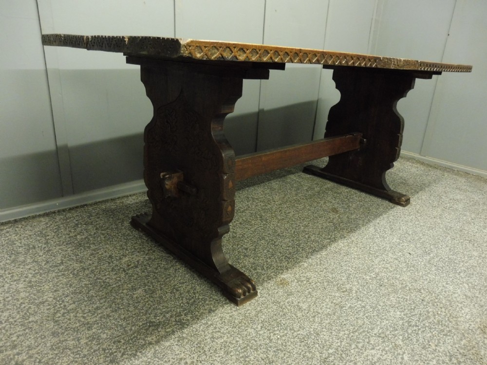 CARVED OAK 19TH CENTURY REFECTORY TABLE View III