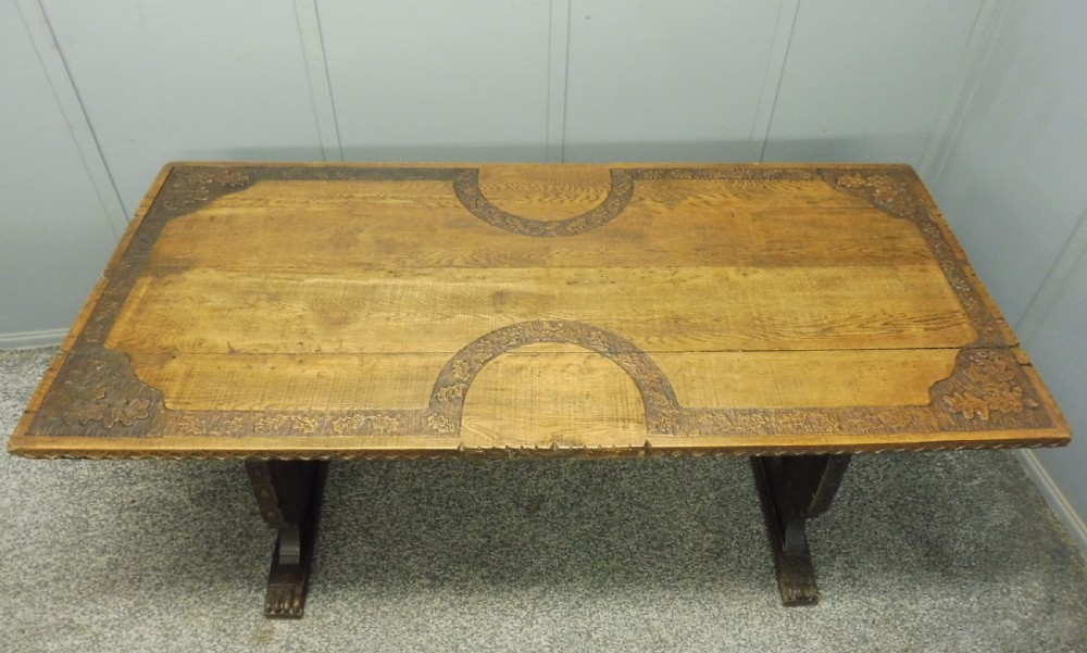CARVED OAK 19TH CENTURY REFECTORY TABLE View IV