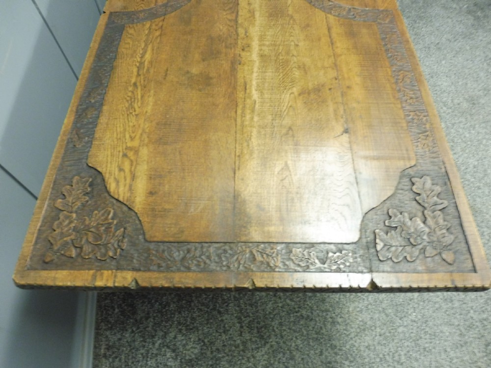CARVED OAK 19TH CENTURY REFECTORY TABLE View V