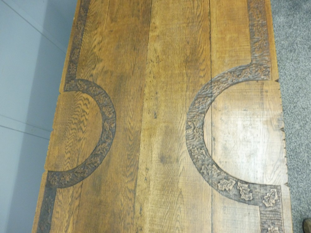 CARVED OAK 19TH CENTURY REFECTORY TABLE View VI