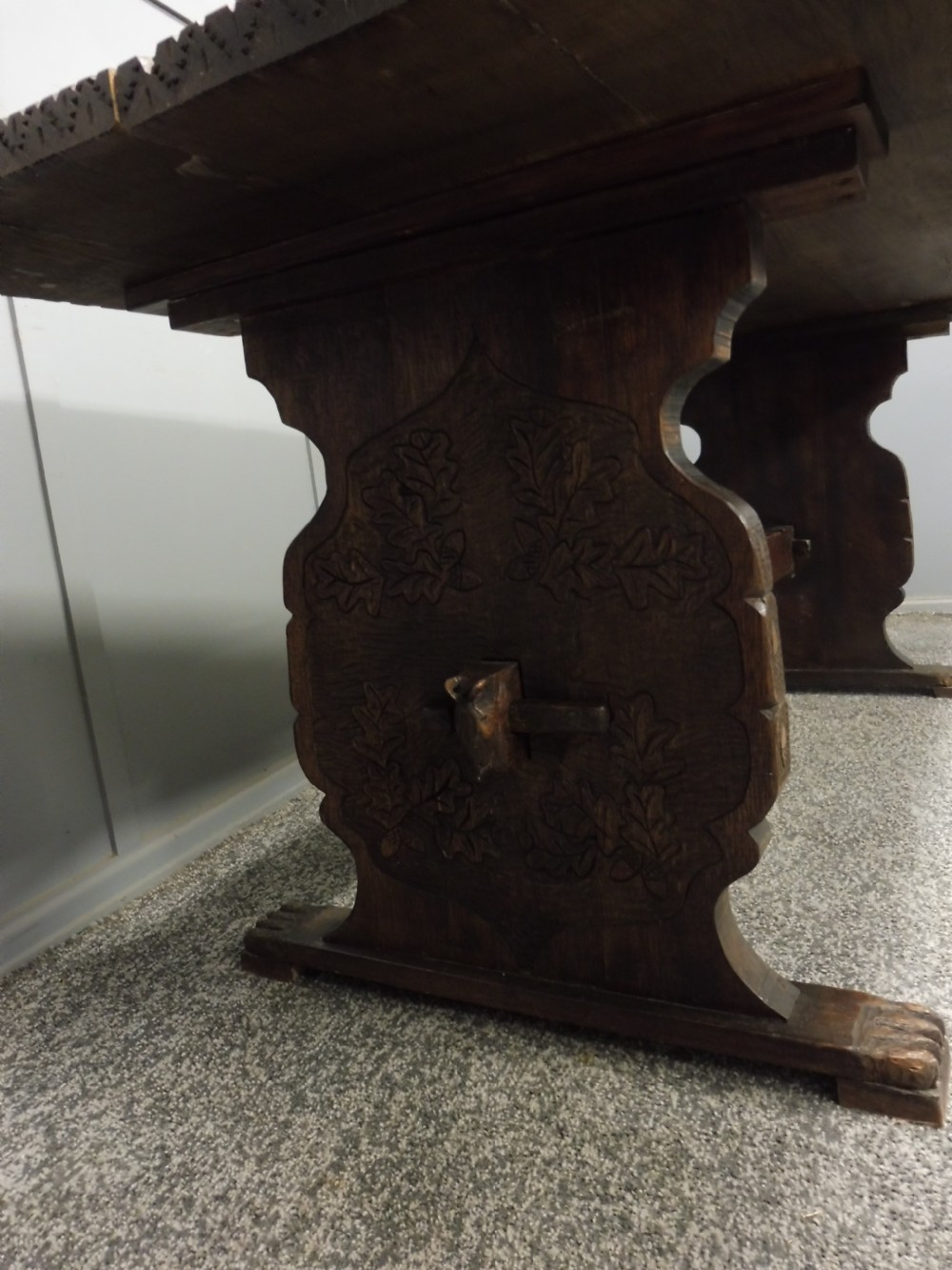 CARVED OAK 19TH CENTURY REFECTORY TABLE View VIII