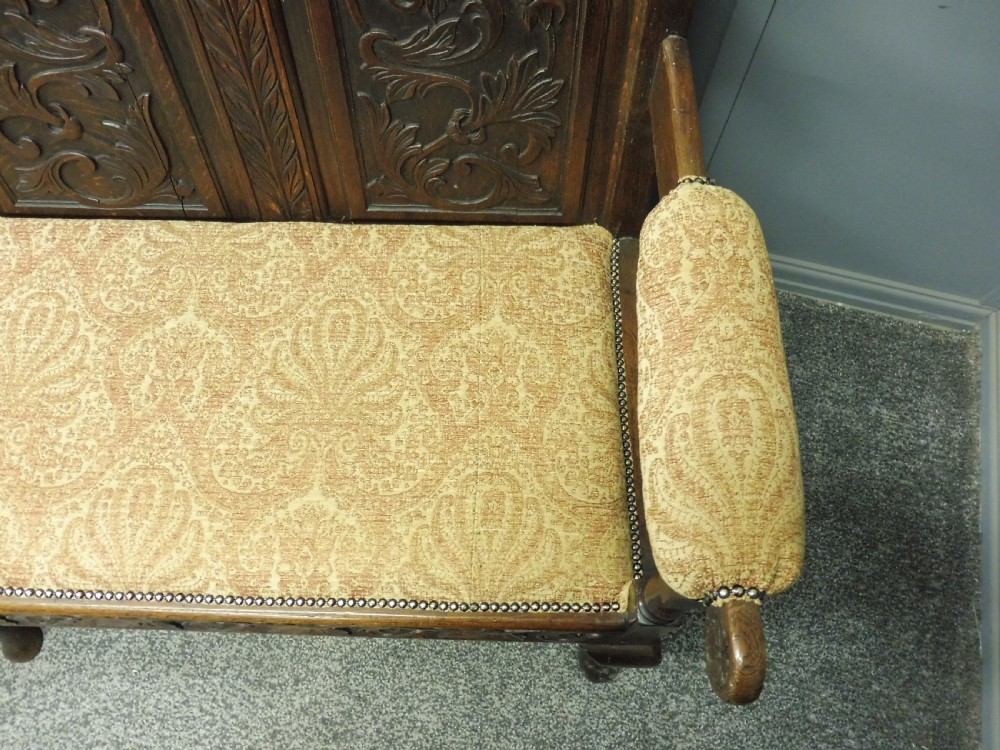 19TH CENTURY CARVED OAK  BENCH View XI