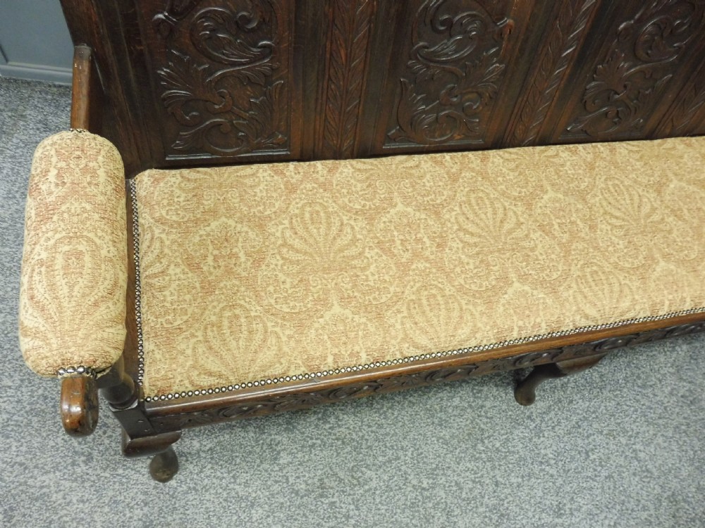 19TH CENTURY CARVED OAK  BENCH View XII