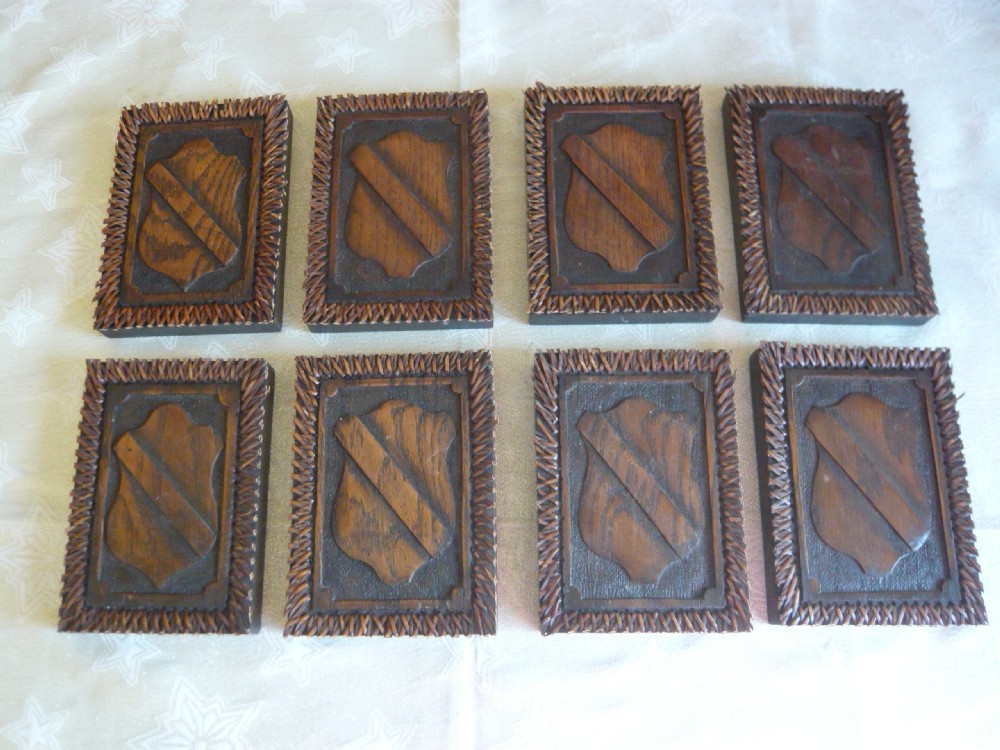 Heraldic oak carved panels x 8  View III