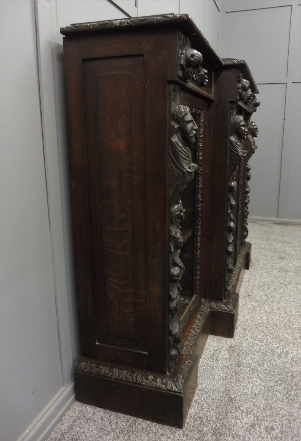 VICTORIAN OAK BREAKFRONT BOOKCASE View IV