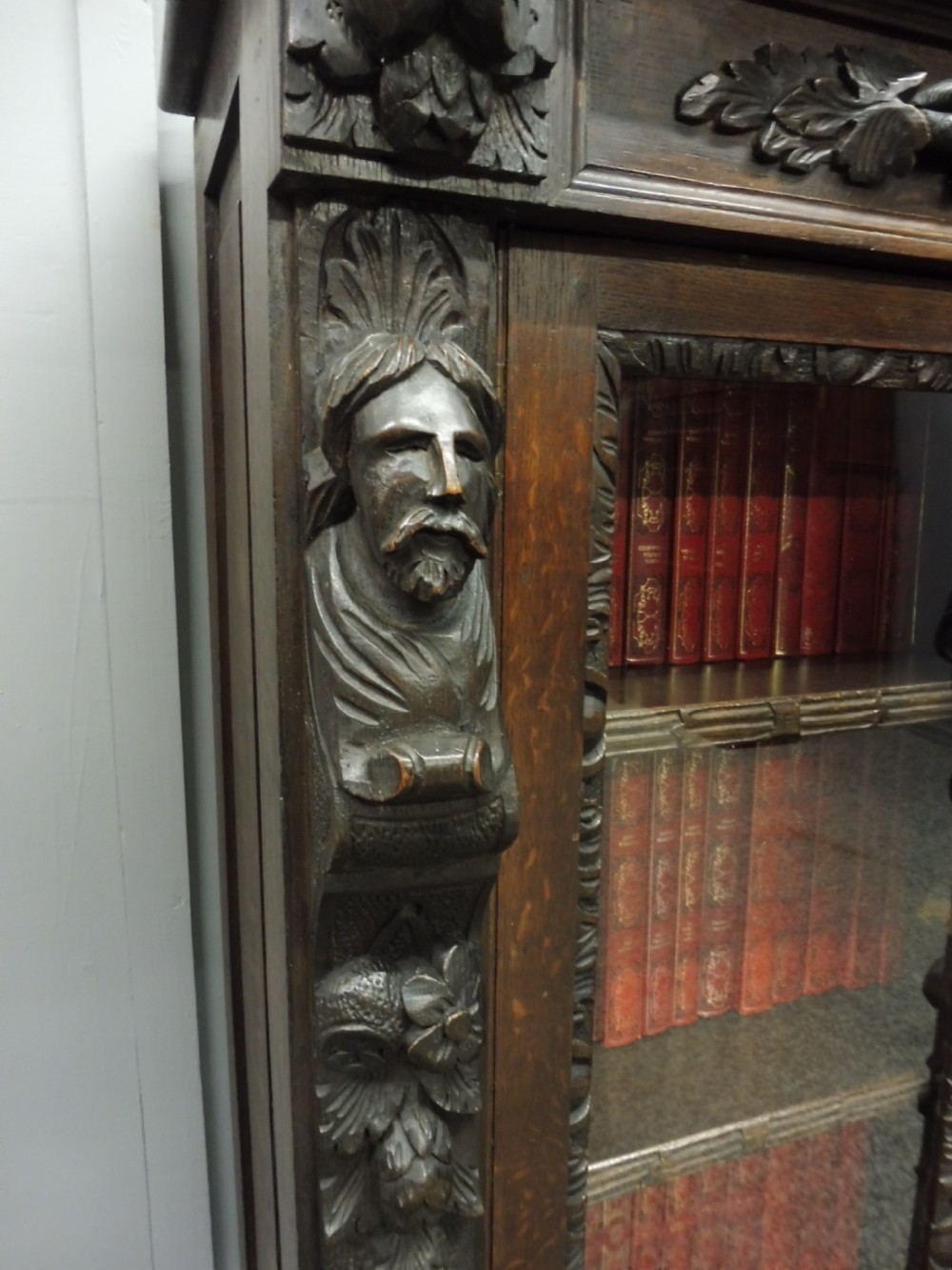 VICTORIAN OAK BREAKFRONT BOOKCASE View VII