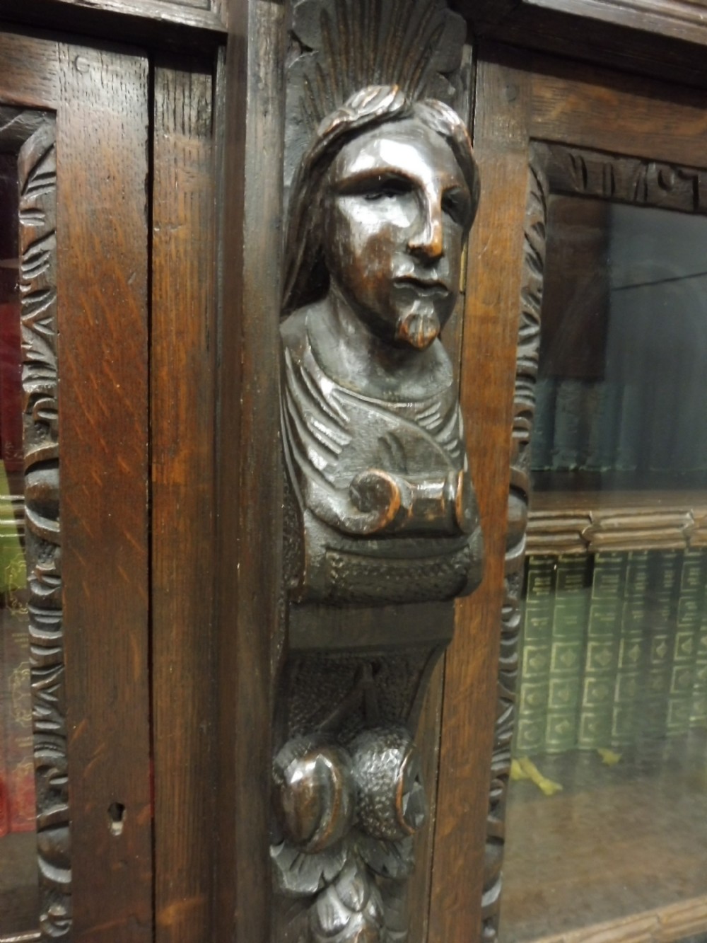 VICTORIAN OAK BREAKFRONT BOOKCASE View VIII