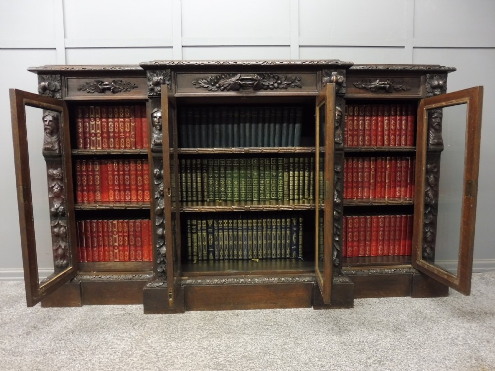 VICTORIAN OAK BREAKFRONT BOOKCASE View XIII