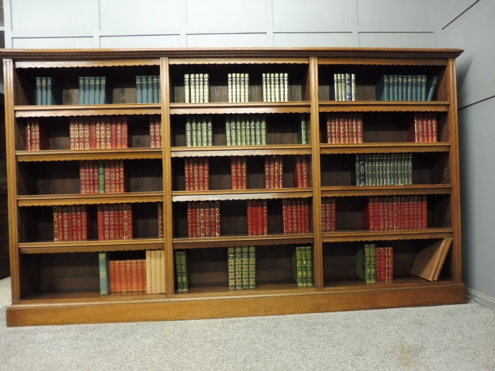 LARGE EDWARDIAN WALNUT OPEN BOOKCASE View III