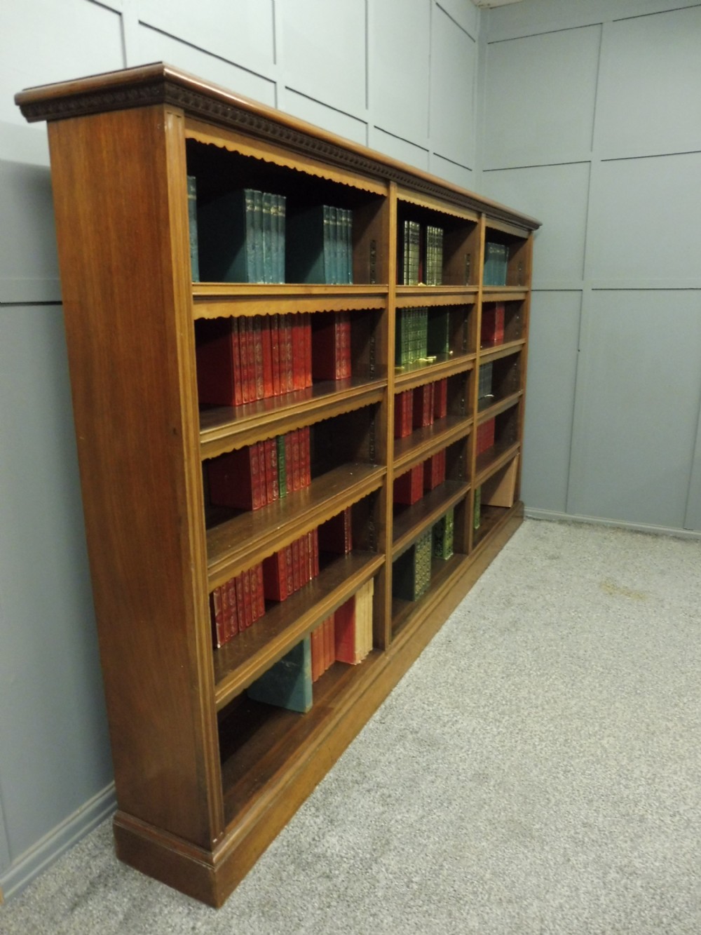 LARGE EDWARDIAN WALNUT OPEN BOOKCASE View IV