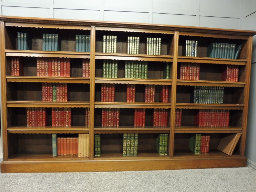 LARGE EDWARDIAN WALNUT OPEN BOOKCASE View V