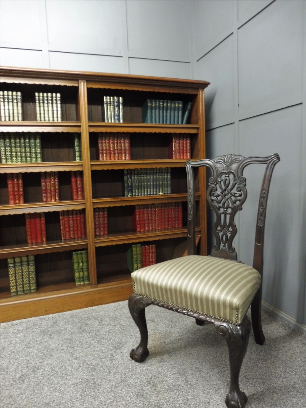 LARGE EDWARDIAN WALNUT OPEN BOOKCASE View VI