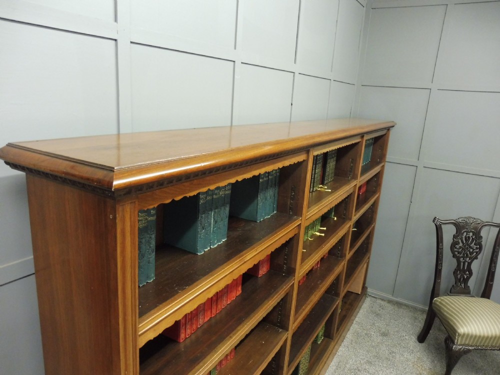 LARGE EDWARDIAN WALNUT OPEN BOOKCASE View VII