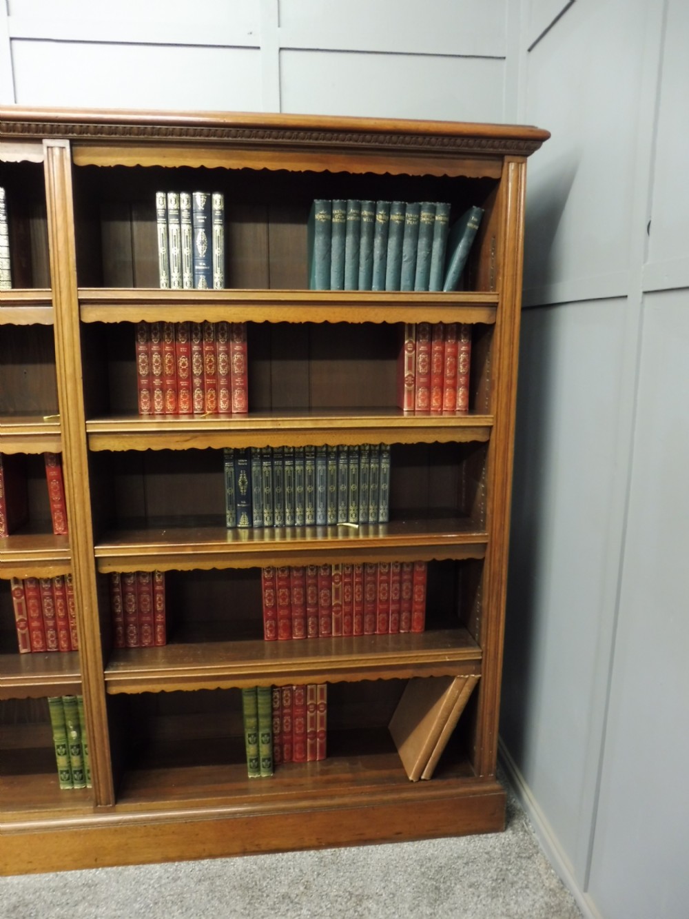 LARGE EDWARDIAN WALNUT OPEN BOOKCASE View VIII