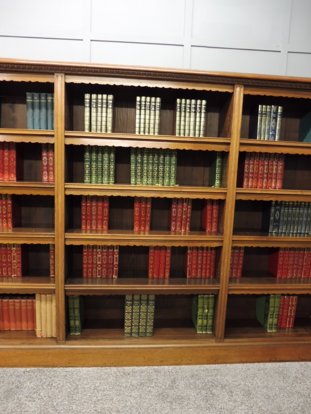 LARGE EDWARDIAN WALNUT OPEN BOOKCASE View IX