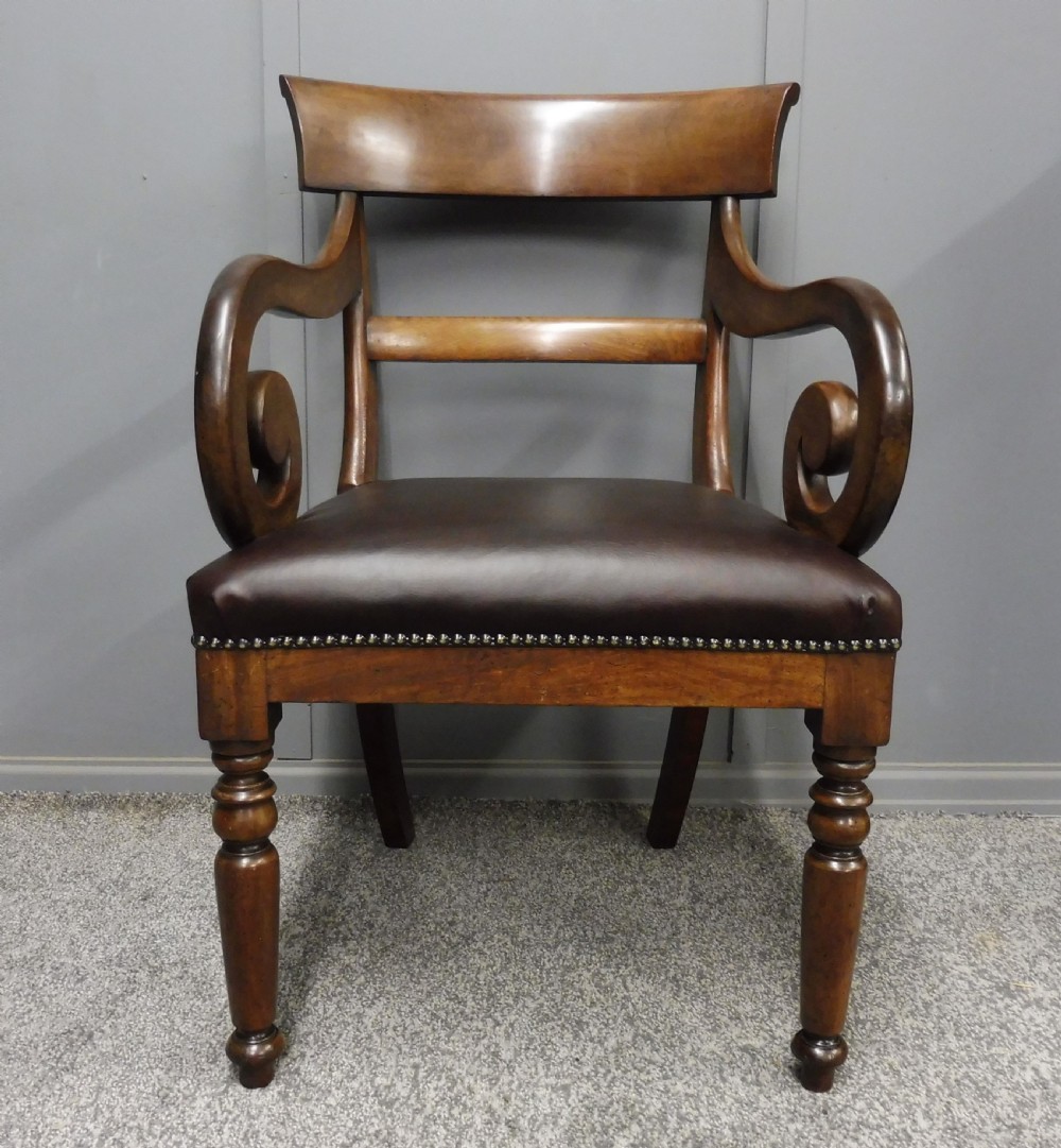 EARLY 19TH CENTURY LEATHER AND MAHOGANY DESK CHAIR View II