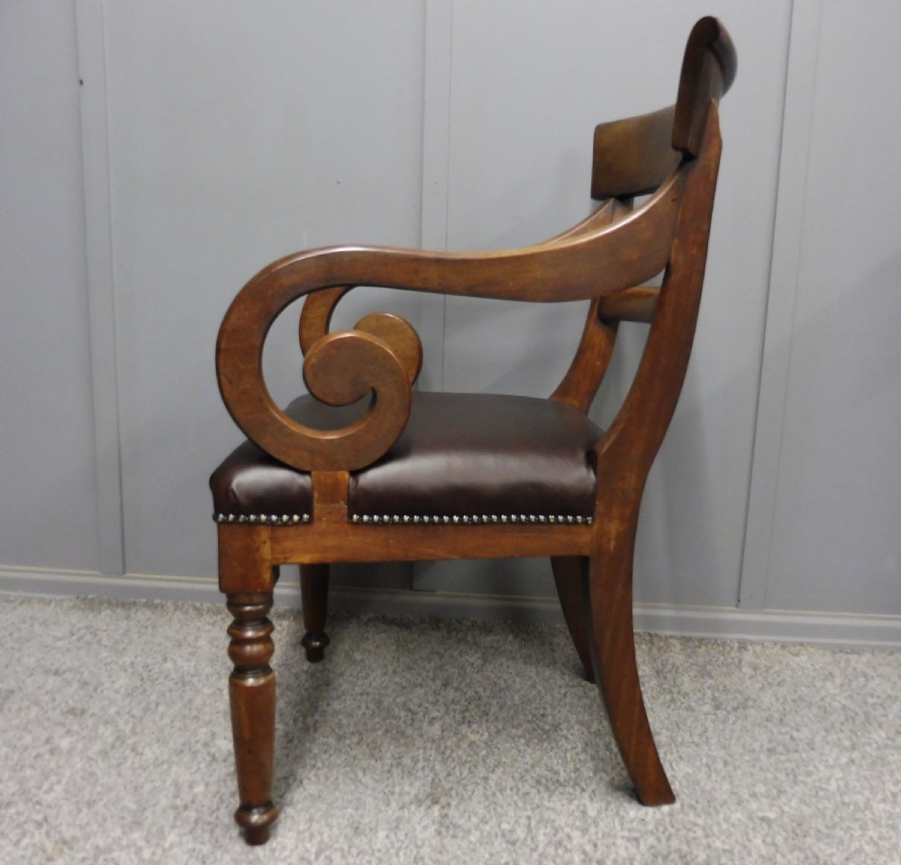 EARLY 19TH CENTURY LEATHER AND MAHOGANY DESK CHAIR View III