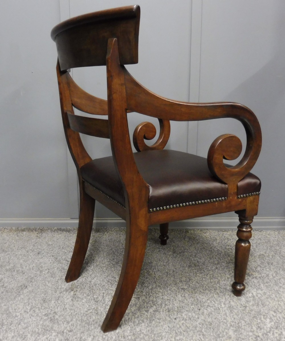 EARLY 19TH CENTURY LEATHER AND MAHOGANY DESK CHAIR View V