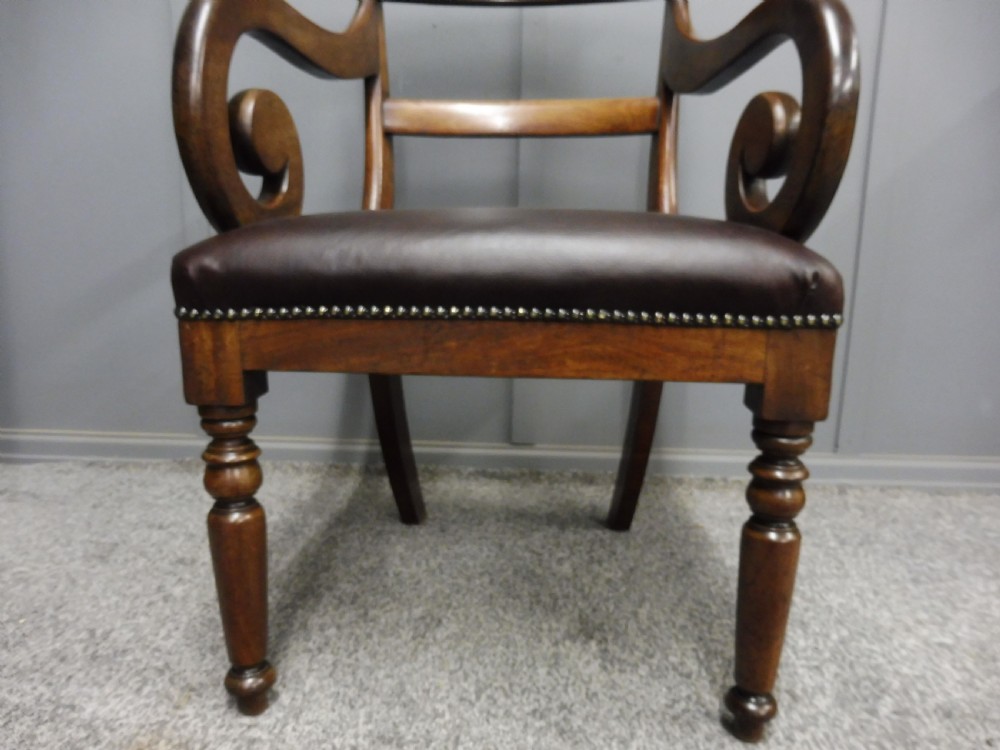 EARLY 19TH CENTURY LEATHER AND MAHOGANY DESK CHAIR View IX