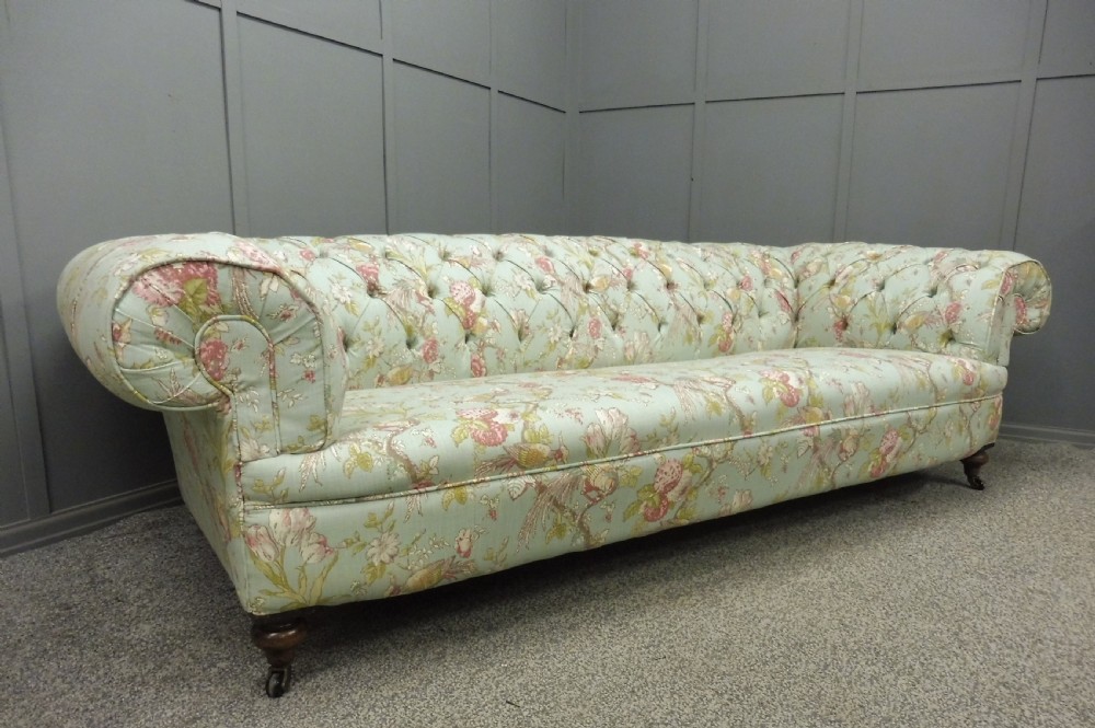 NEWLY UPHOLSTERED LARGE VICTORIAN CHESTERFIELD SOFA