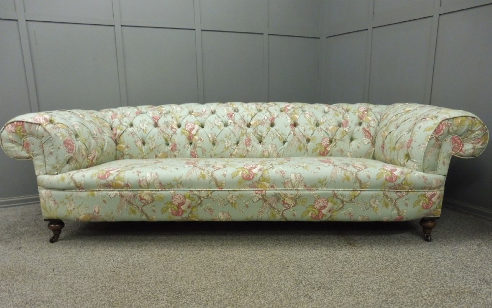 NEWLY UPHOLSTERED LARGE VICTORIAN CHESTERFIELD SOFA View II