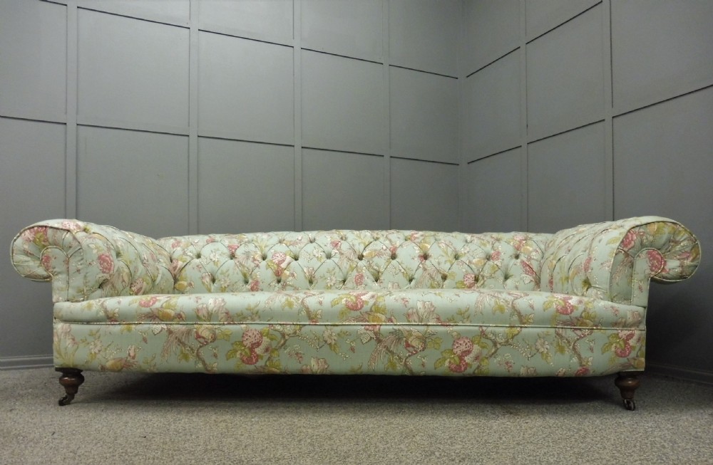 NEWLY UPHOLSTERED LARGE VICTORIAN CHESTERFIELD SOFA View III
